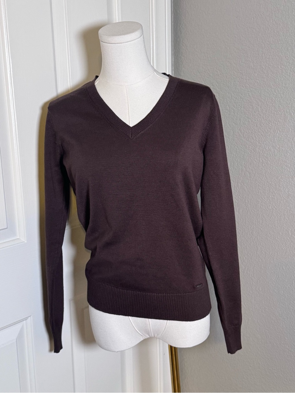 Calvin Klein Women's V-Neck Sweater - Dark Brown